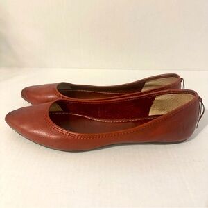 FRYE Regina Ballet Flats Burnt Red Leather Slip On Pointed Toe Women's Size 9.5M
